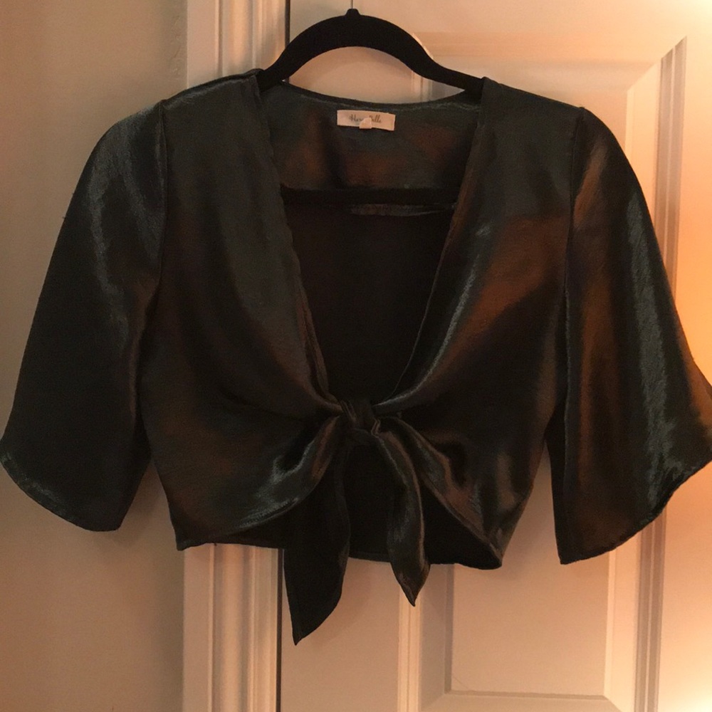 Green metallic crop top